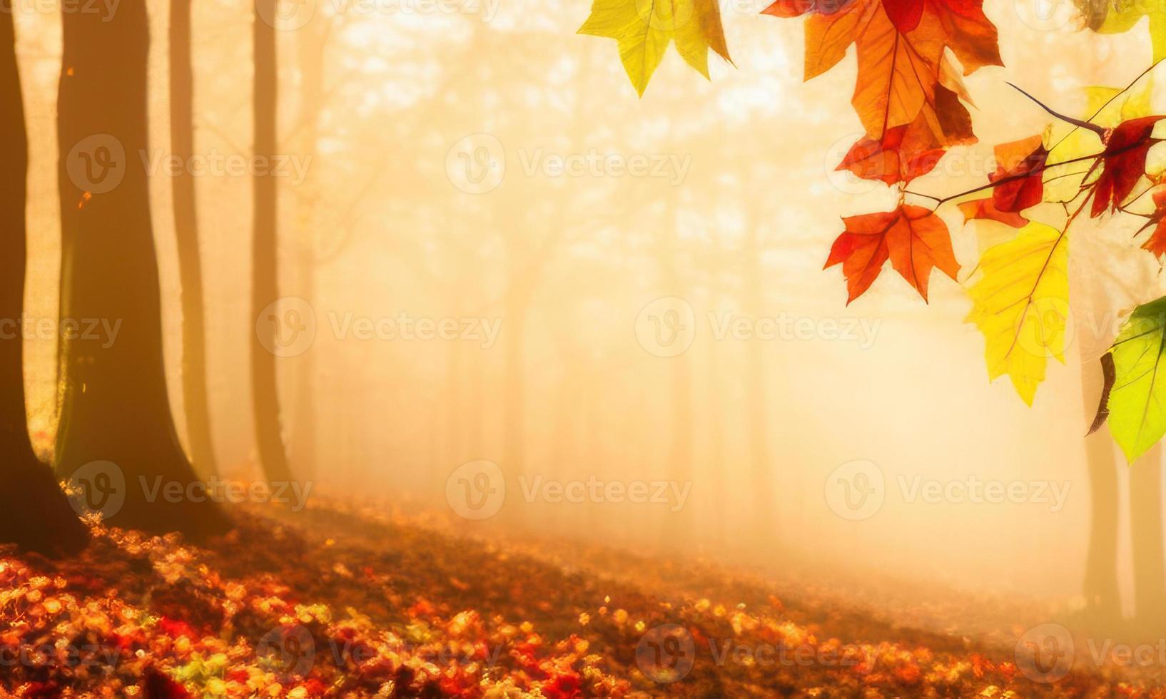 autumn leaves in the forest background photo