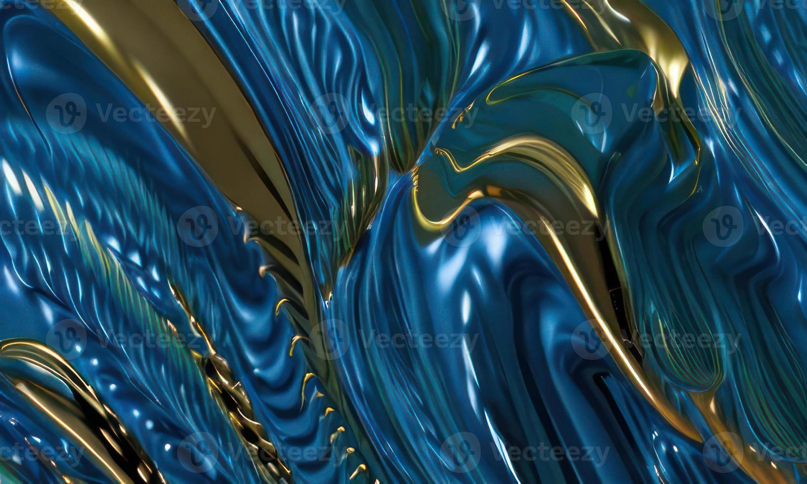 blue and gold liquid flow background photo