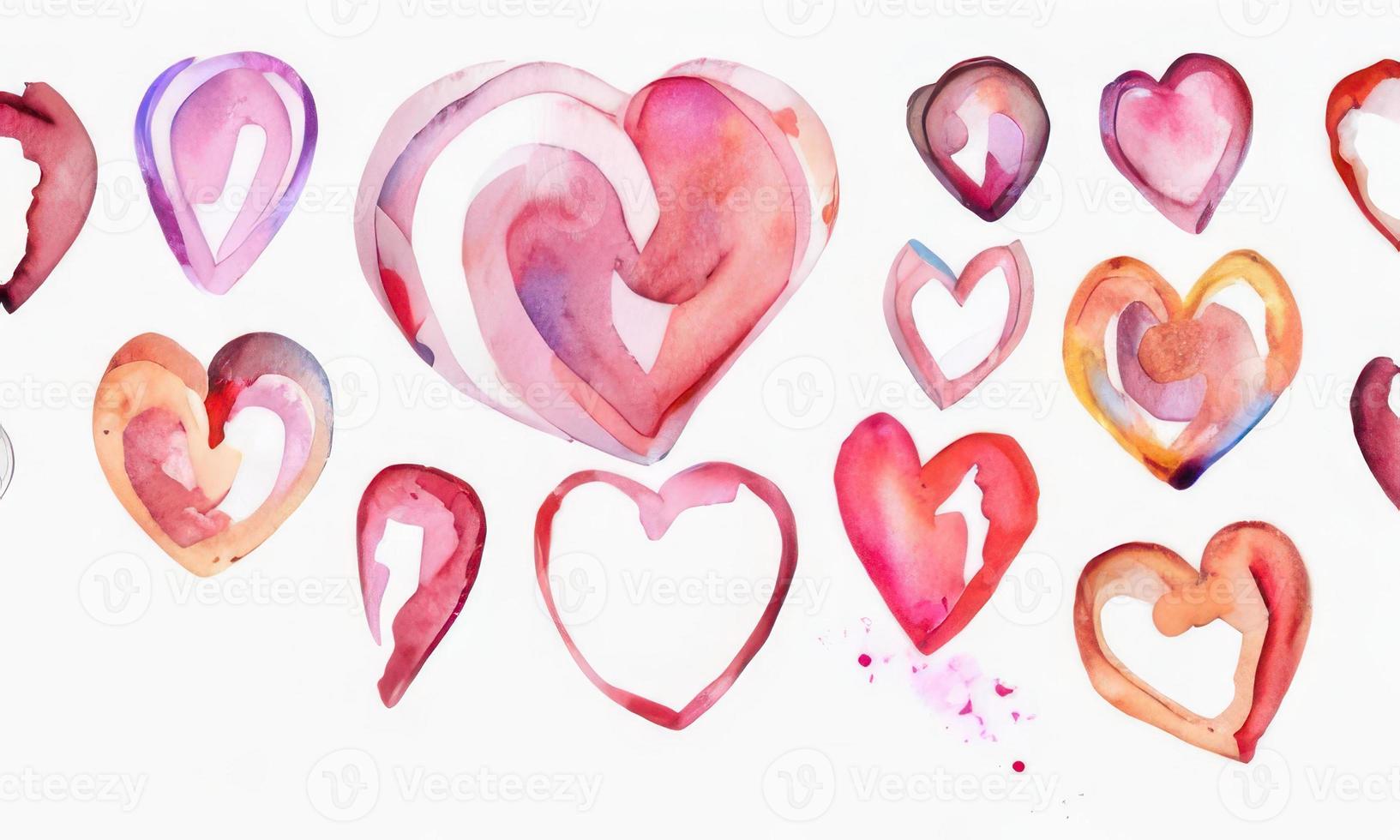watercolor heart shape for valentine day photo