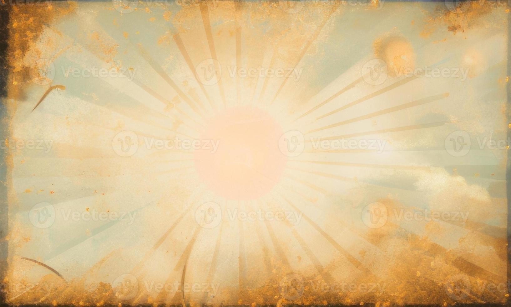 vintage sunburst background with rays photo
