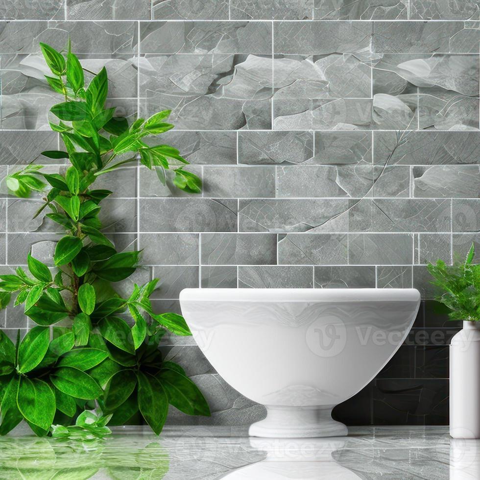 toilet bowl and plant mockup photo