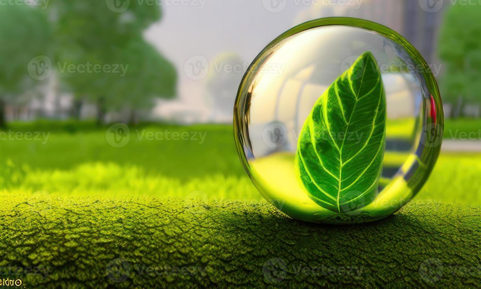 leaf in the glass sphere photo