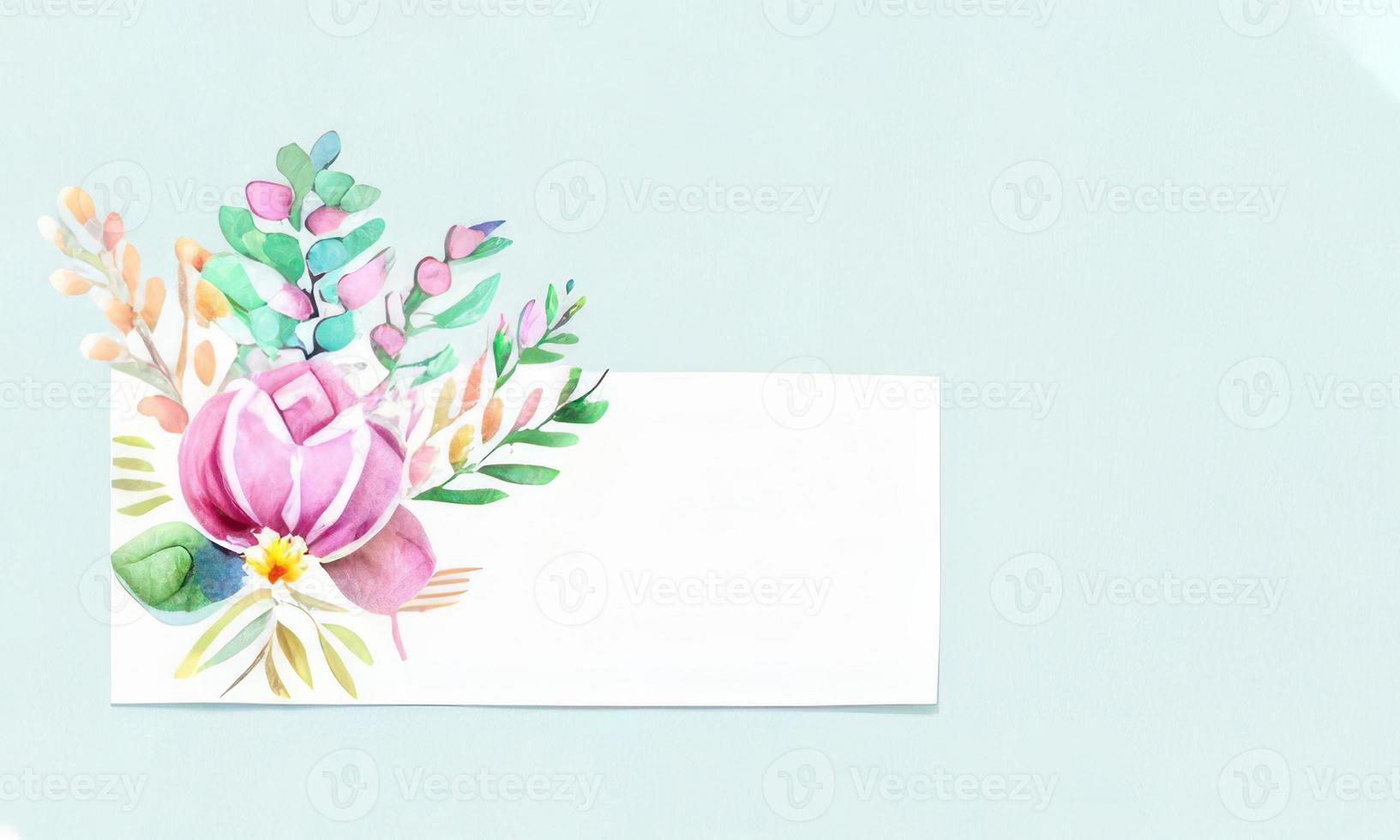 card with watercolor flowers photo