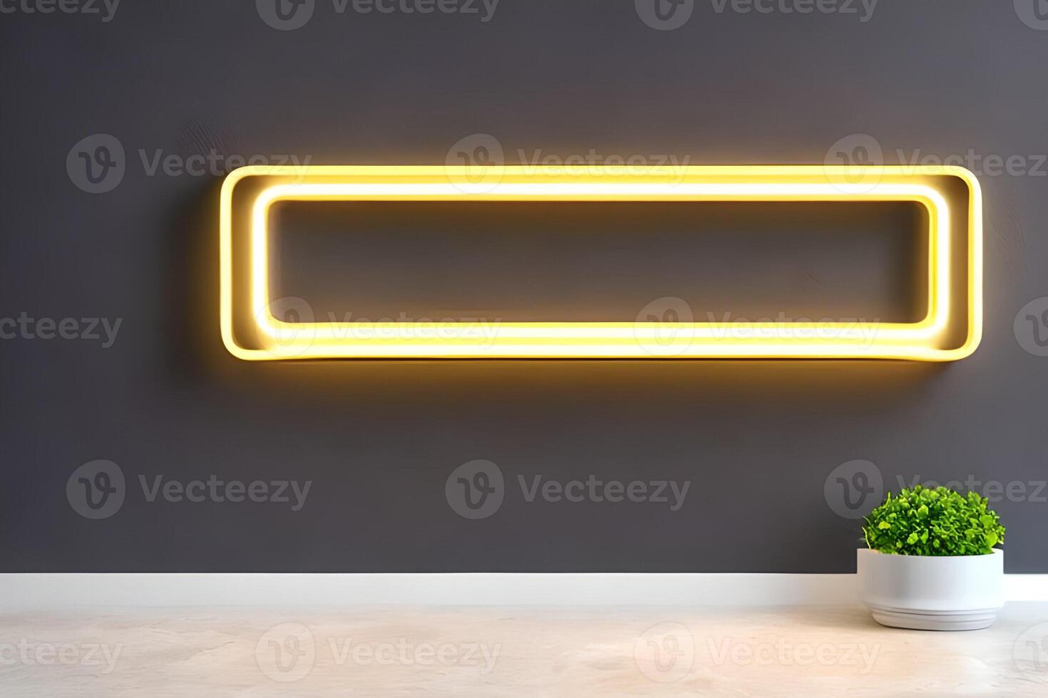 Bright yellow rectangle neon at the wall backdrop and background. photo