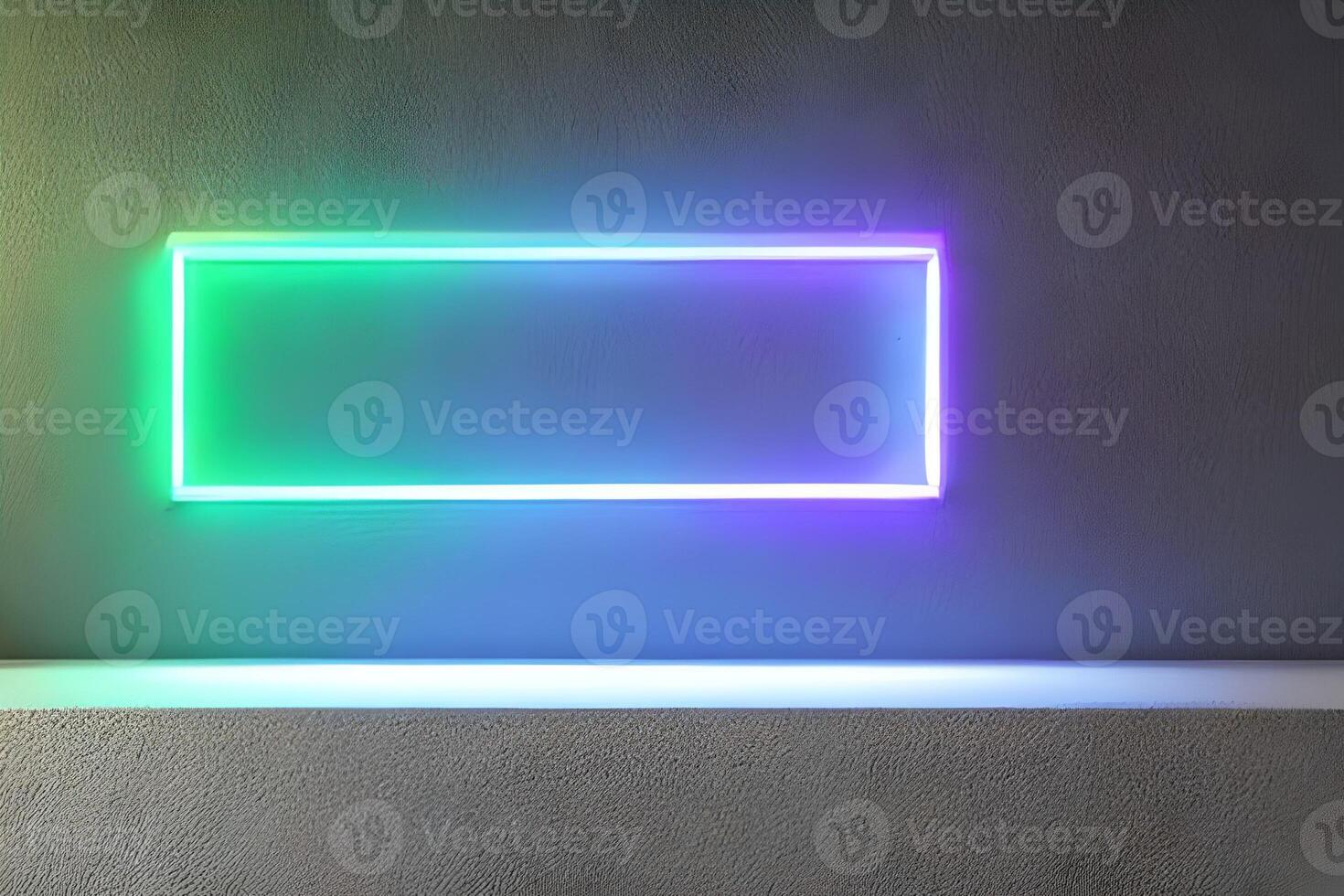 Bright blue and violet rectangle neon at the wall backdrop and background. photo