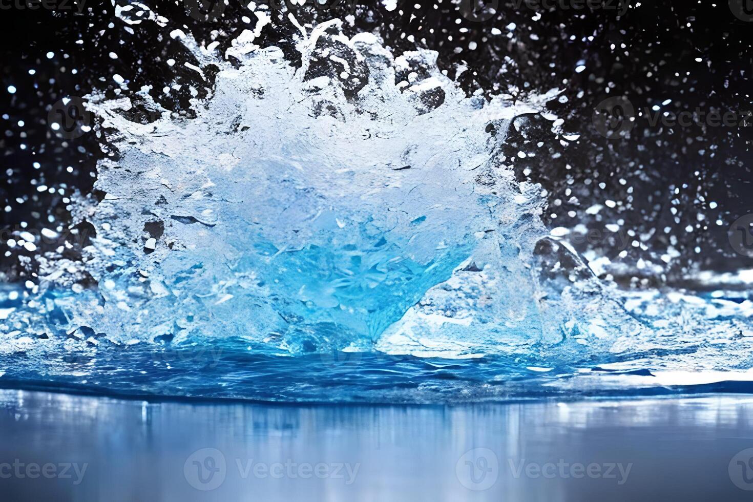 Water droplet or water drop at the surface of the water. Water splash to the surface. photo