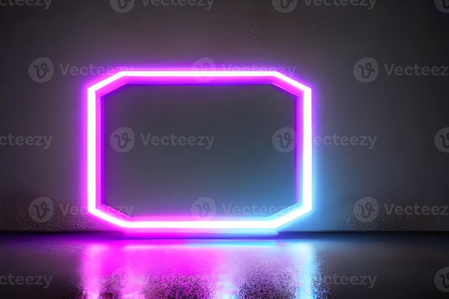 Bright violet standing neon light backdrop and background. photo