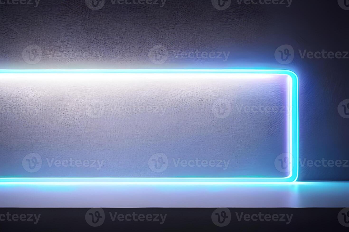 Bright white rectangle standing neon light at the wall backdrop and background. photo