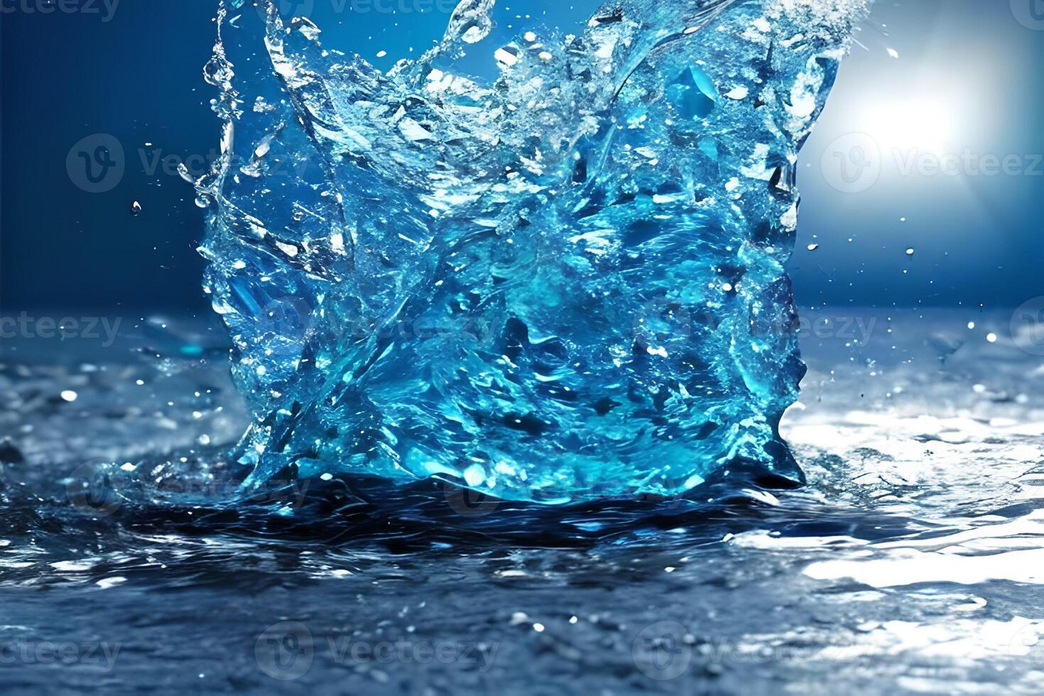 Water droplet or water drop at the surface of the water. Water splash to the surface. photo