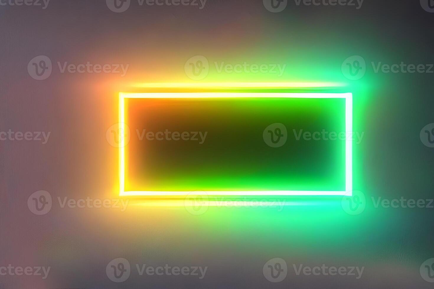 Bright green rectangle neon at the wall backdrop and background. photo