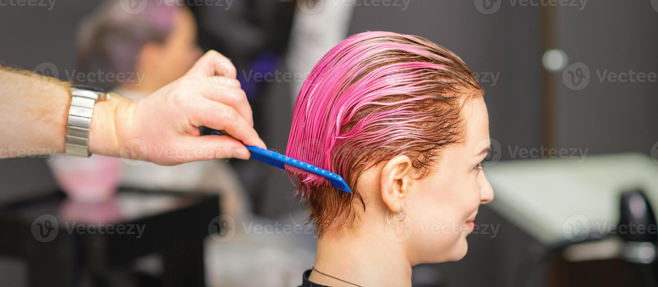 Hair treatment after pink coloring photo