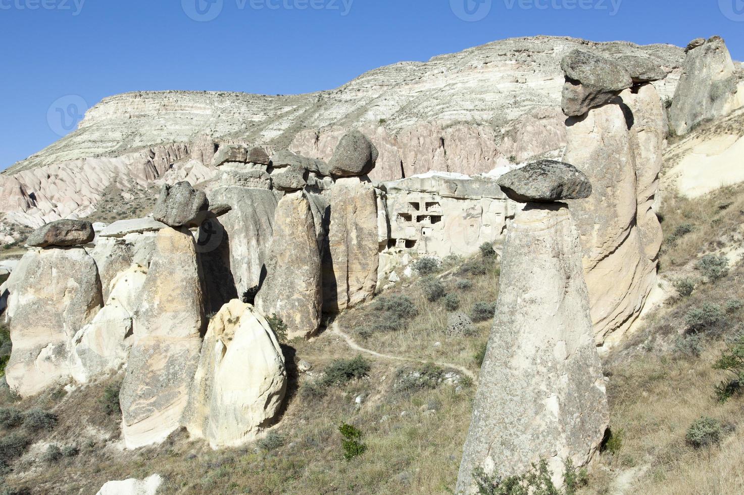 Cappadocia Eroded Rocks With Hats photo