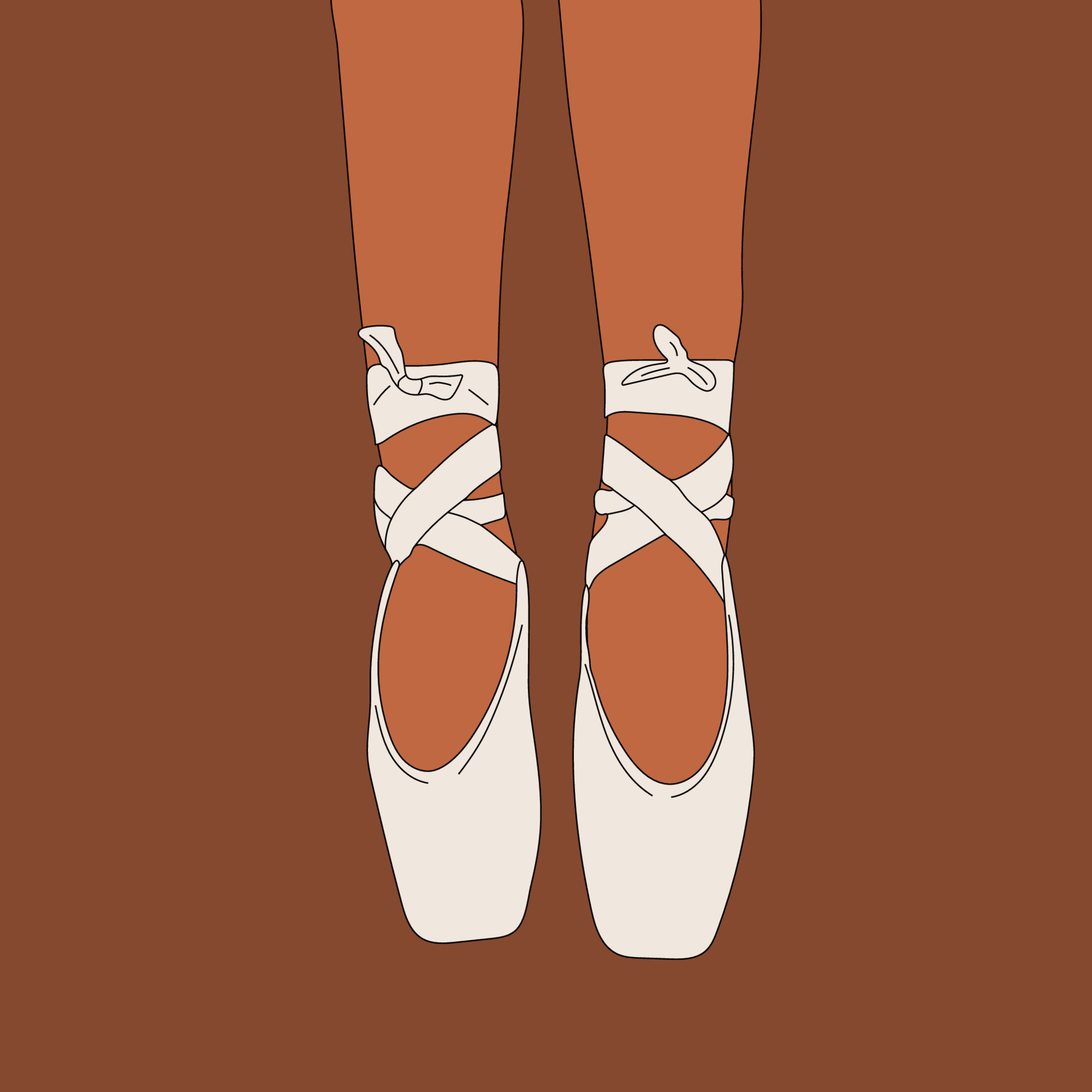 Pointe shoes, sketch hand drawn illustration. Ballerina on the pink