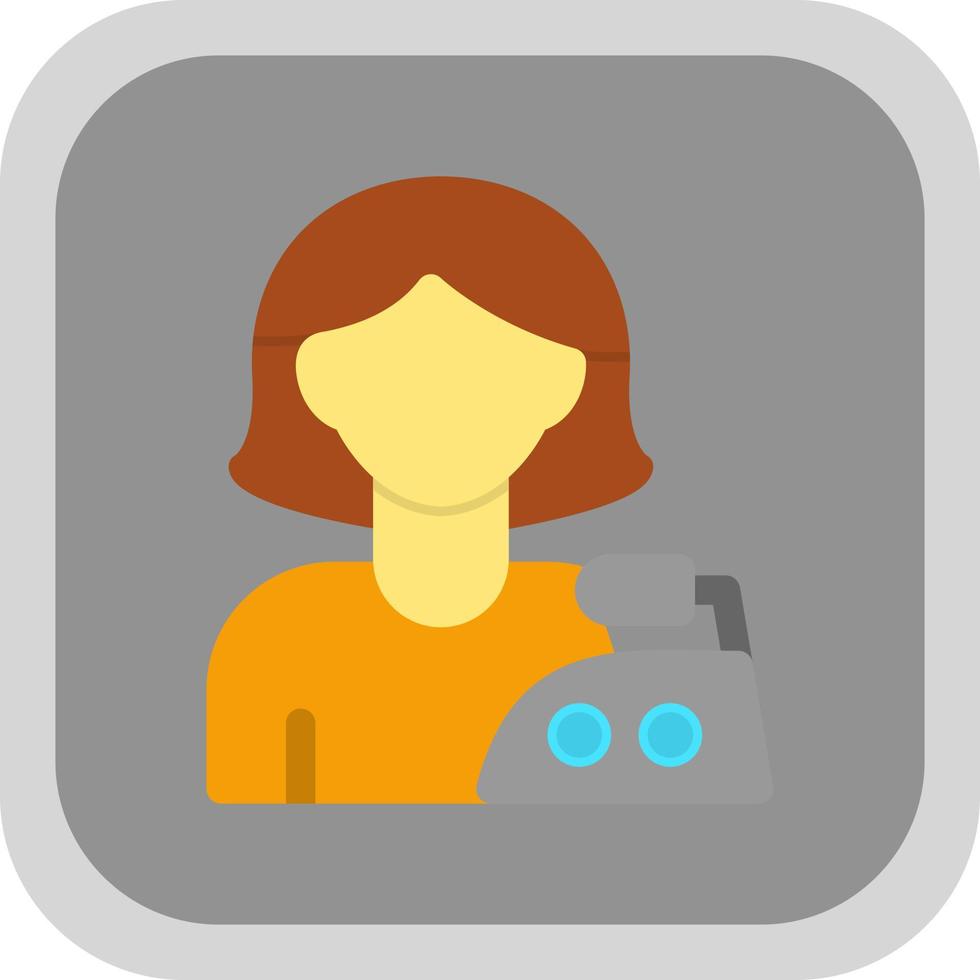 Woman Ironing Clothes Vector Icon Design