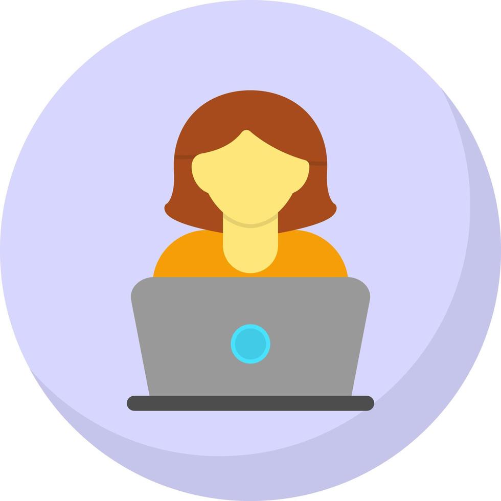 Woman Using Laptop Vector Icon Design