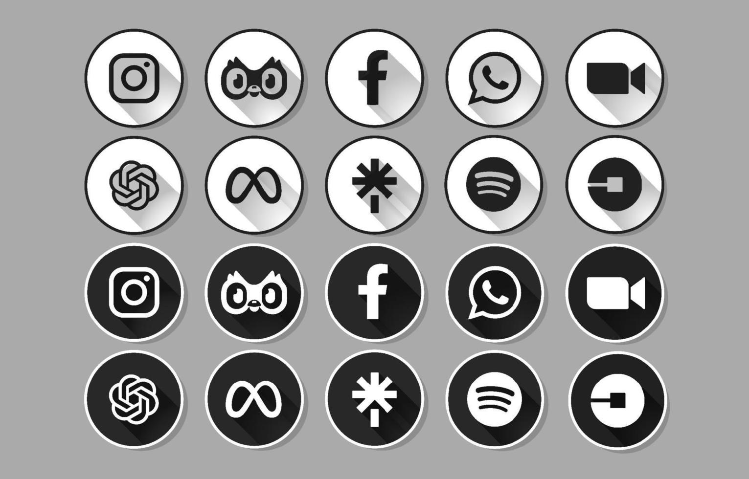Popular Social Media And Tech Apps Logo Set vector