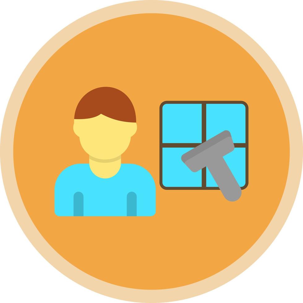 Man Cleaning Window Vector Icon Design