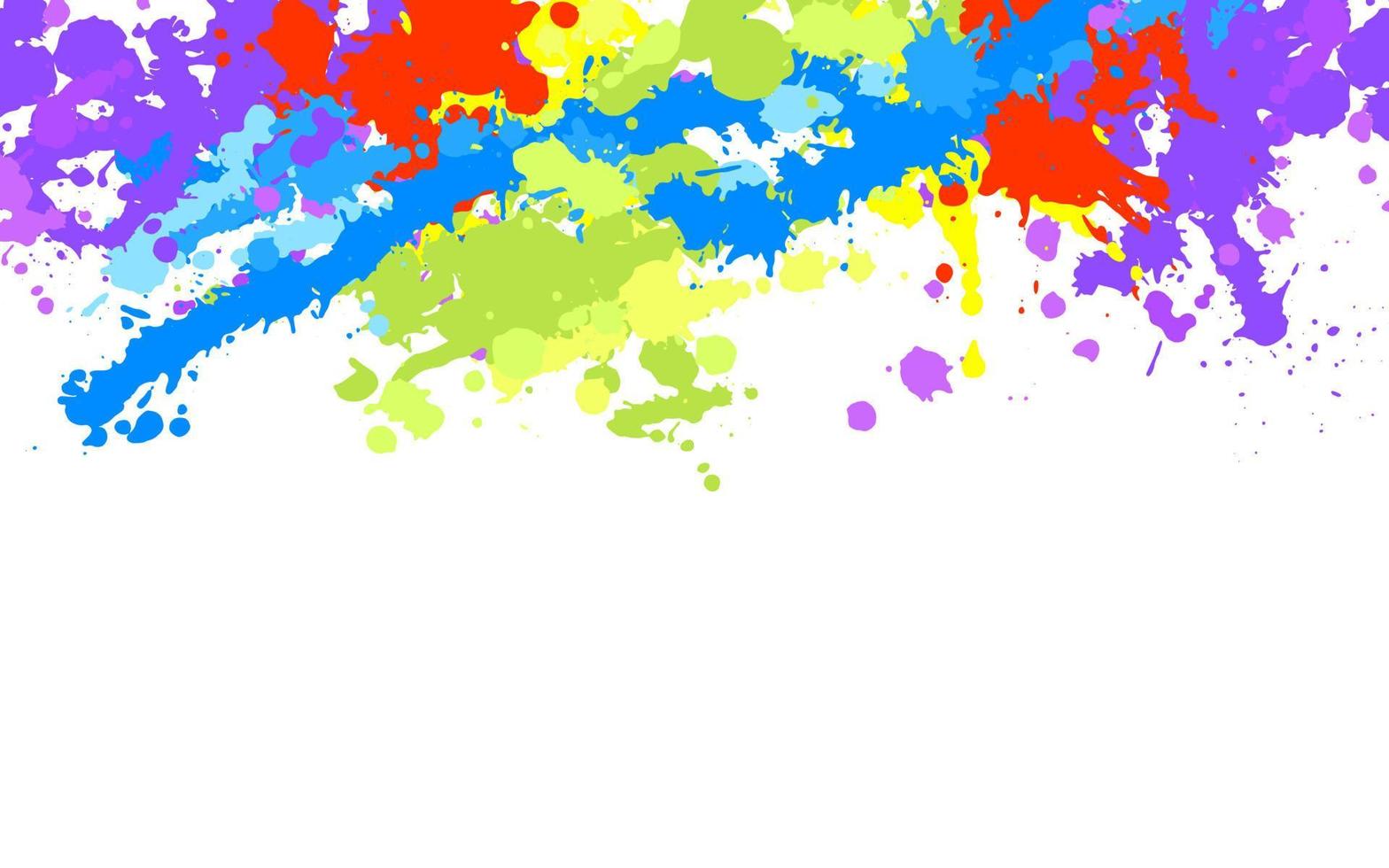 Rainbow creative banner made from paint splatter. Design element in abstract style with multicolored spots and splashes. vector