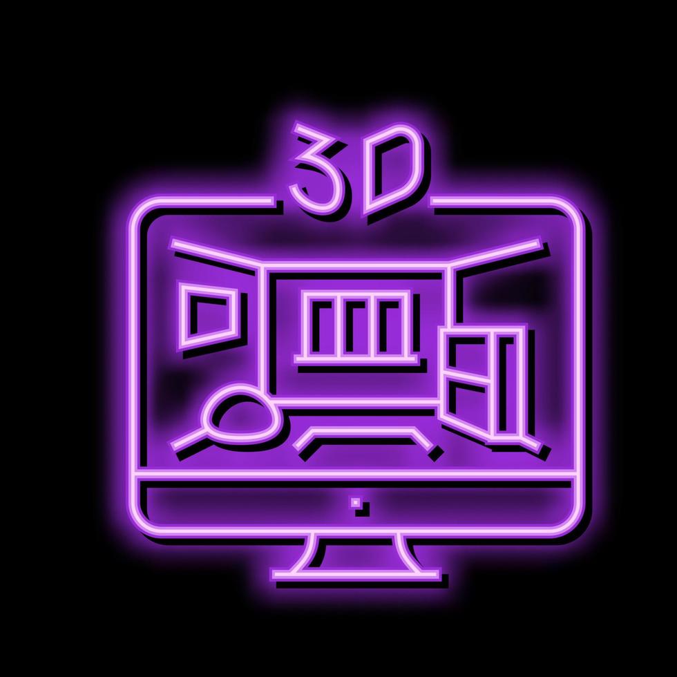 3d sketching interior design home neon glow icon illustration vector