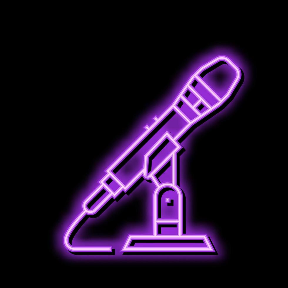 record mic microphone neon glow icon illustration vector