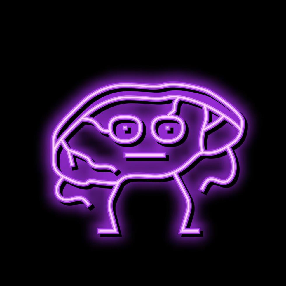 pork meat character neon glow icon illustration vector