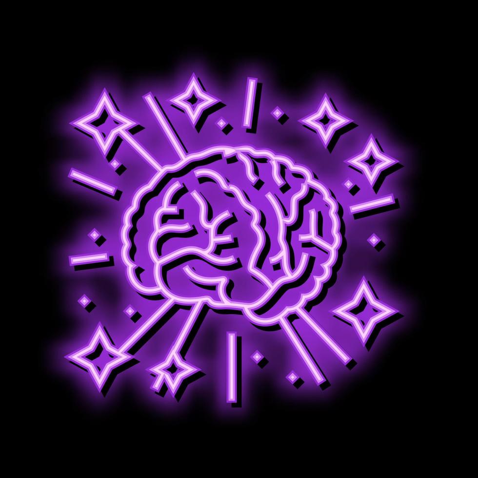 genius brain neon glow icon illustration vector