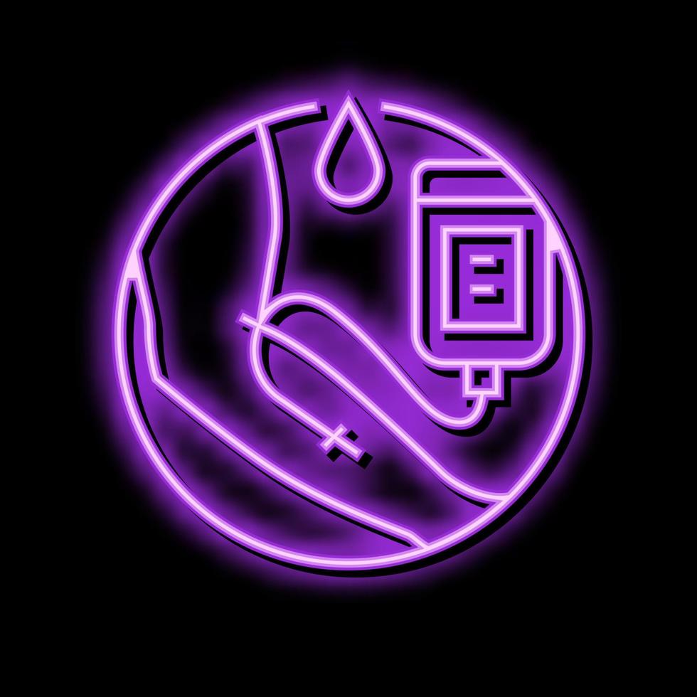 blood transfusions hiv transmission neon glow icon illustration vector