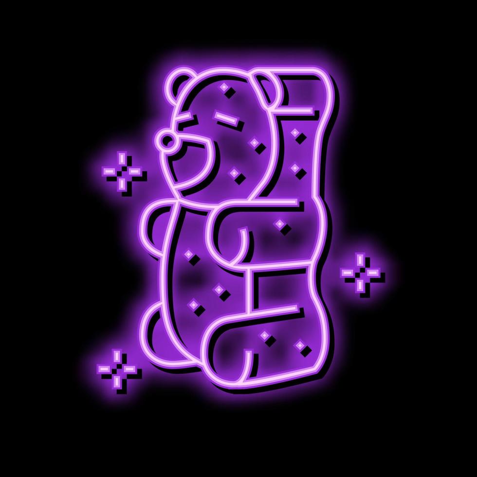 bear jelly candy gummy neon glow icon illustration vector