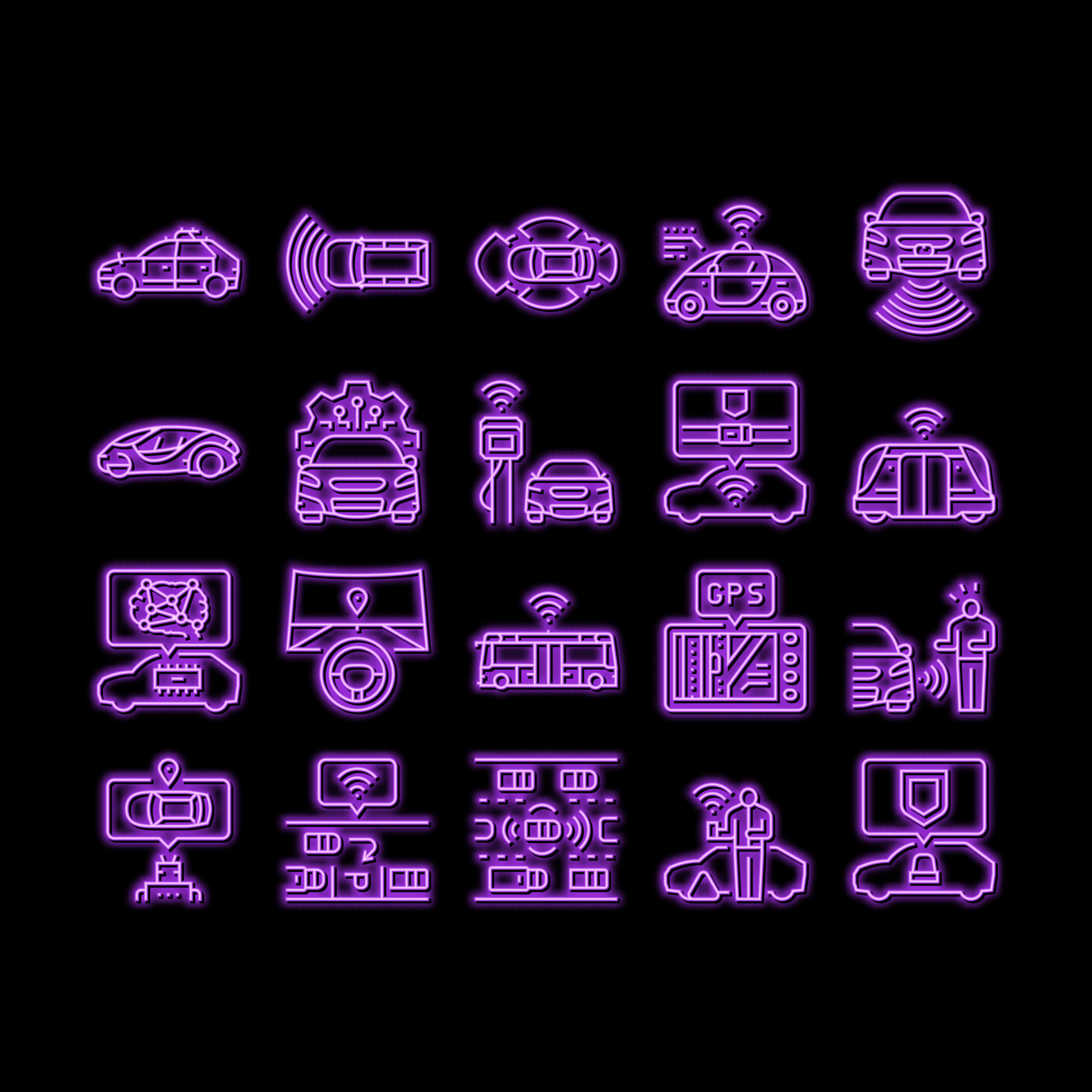 car self vehicle drive smart auto neon glow icon illustration 20573393