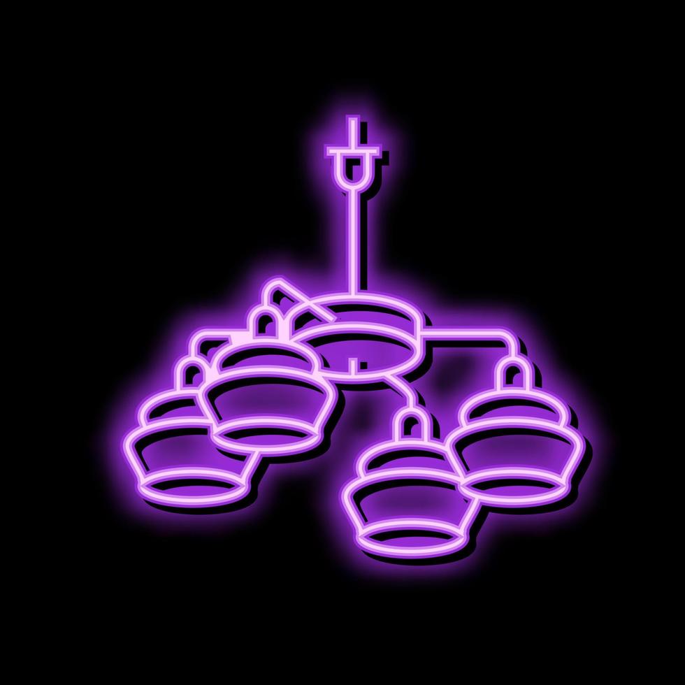 hanging lamp ceiling neon glow icon illustration vector