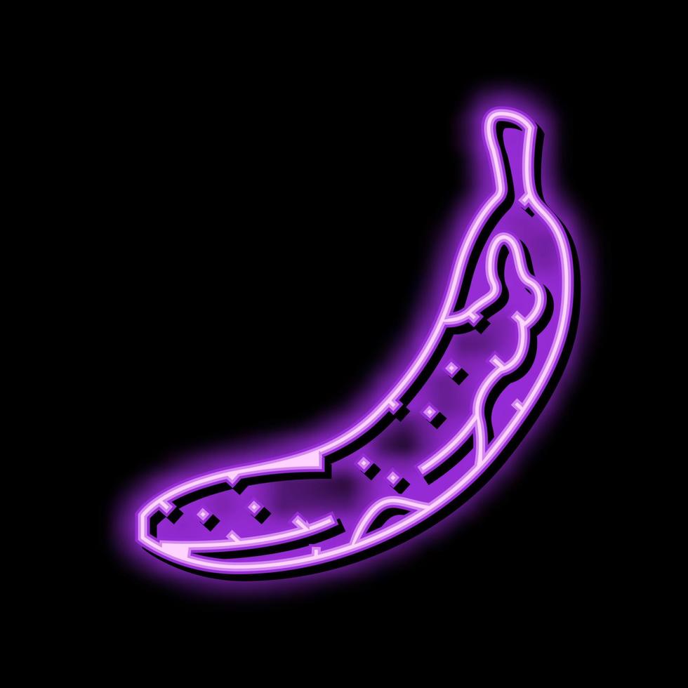 plátano podrido comida neón resplandor icono ilustración vector