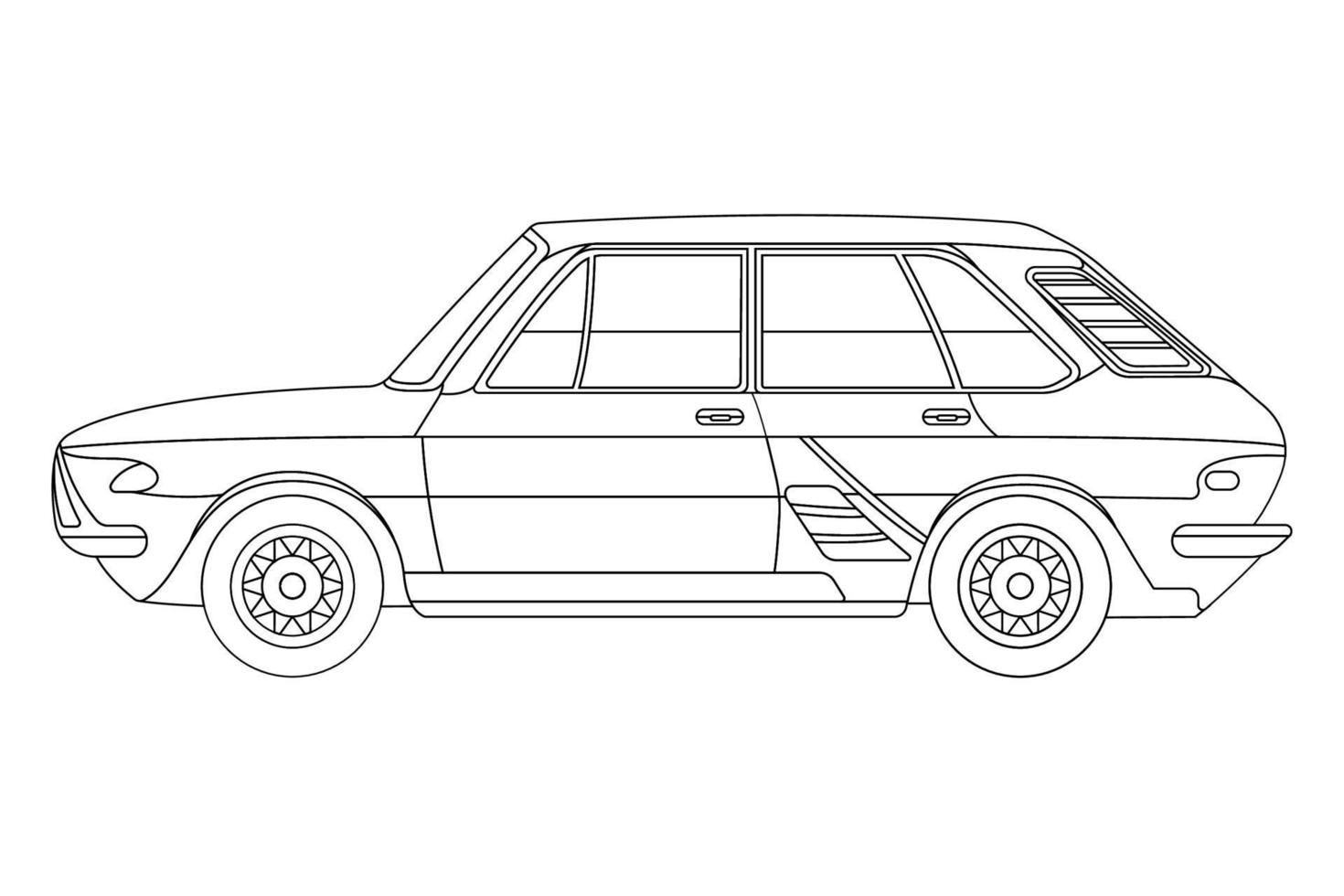 Black and white car coloring page vector