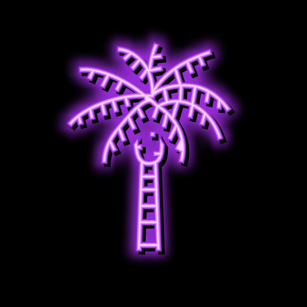 reina palma árbol neón resplandor icono ilustración vector