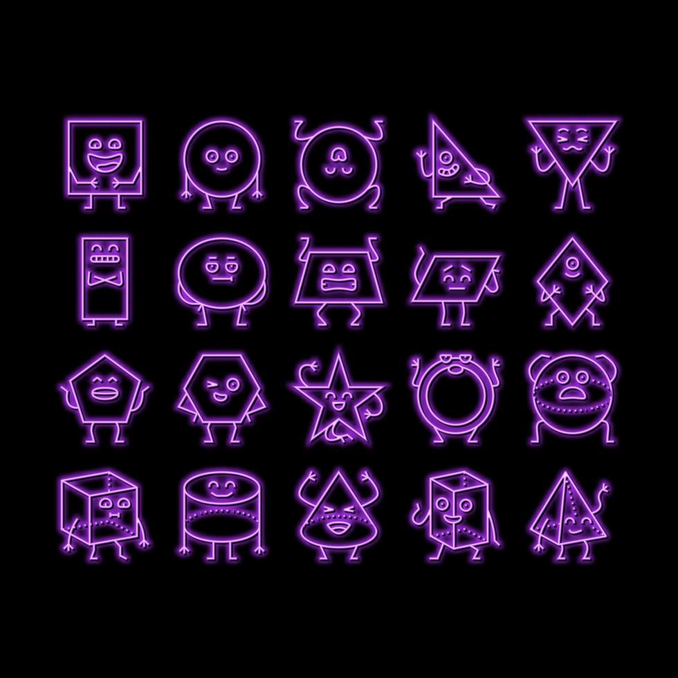 geometric shape character neon glow icon illustration vector
