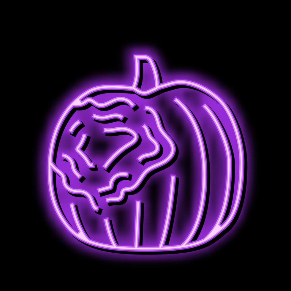 pumpkin rotten food neon glow icon illustration vector