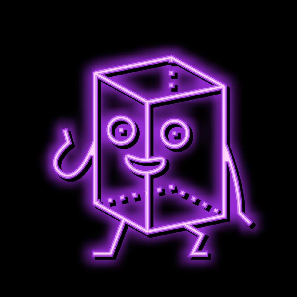prism geometric shape character neon glow icon illustration vector
