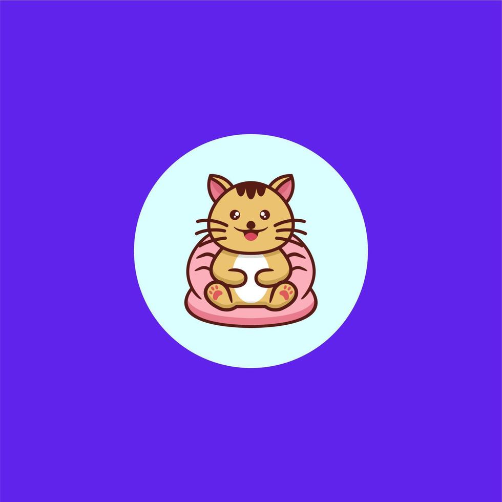 linda gato sentado logo diseño vector