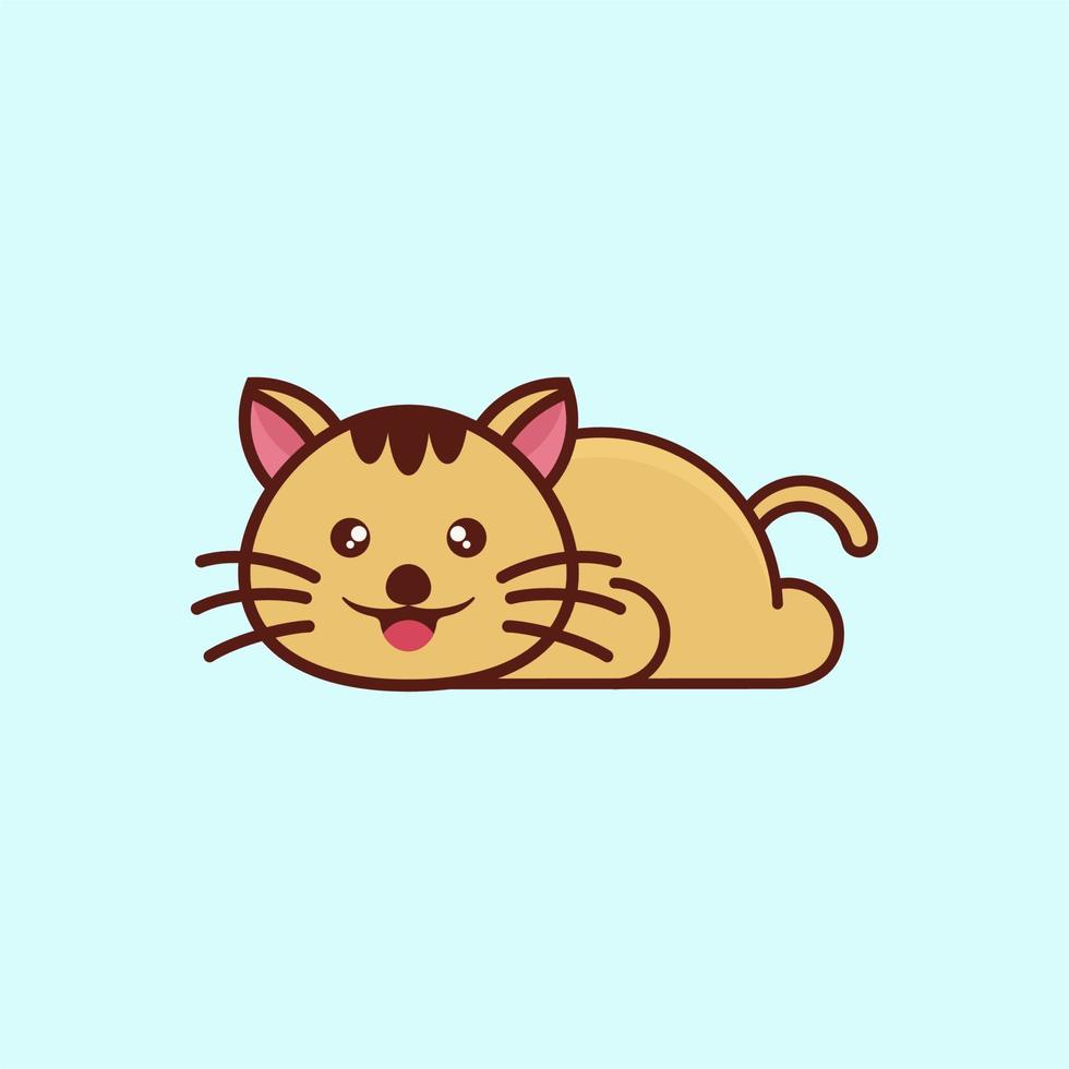 CUTE CAT SLEEPING LOGO DESIGN vector