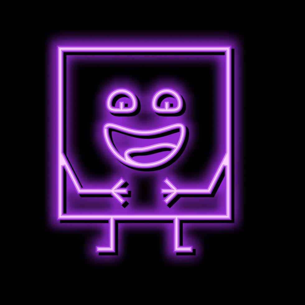 square geometric shape character neon glow icon illustration 20573792