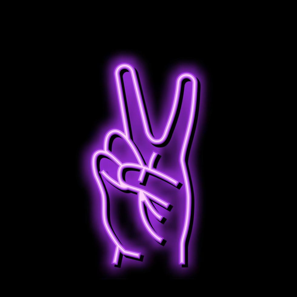 two number hand gesture neon glow icon illustration vector