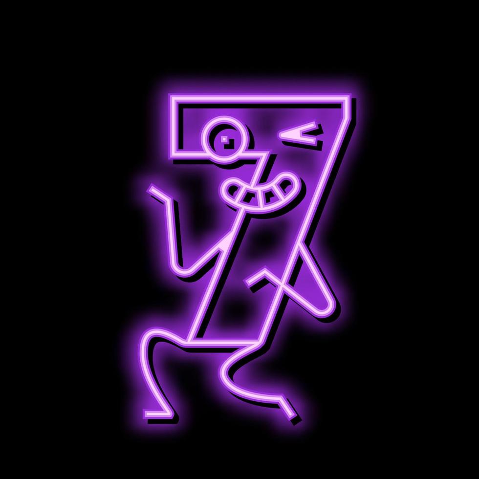 seven number character neon glow icon illustration vector