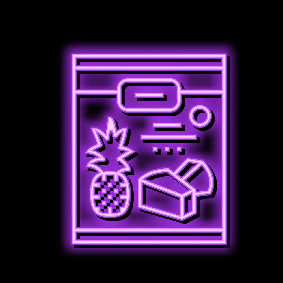 lanzas piña neón resplandor icono ilustración vector