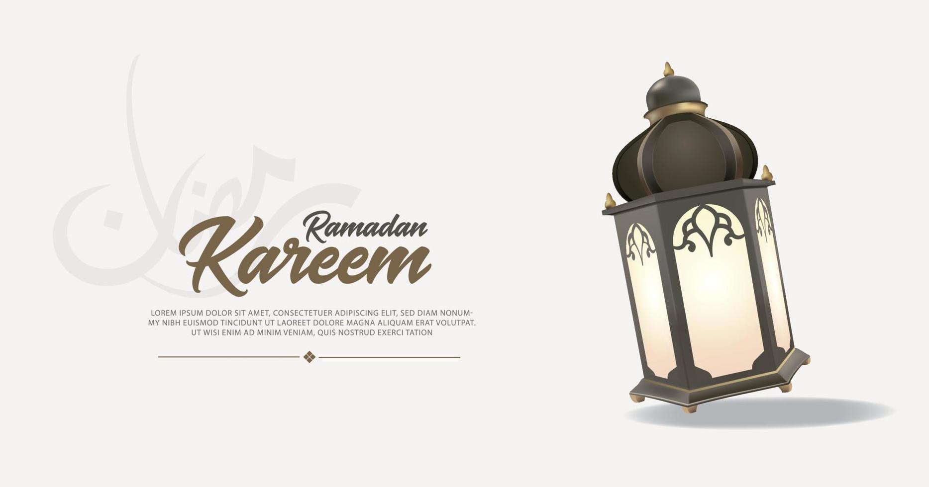 Ramadan kareem arabic calligraphy. Realistic luxury lantern style 3d modern concept for islamic greeting background. vector