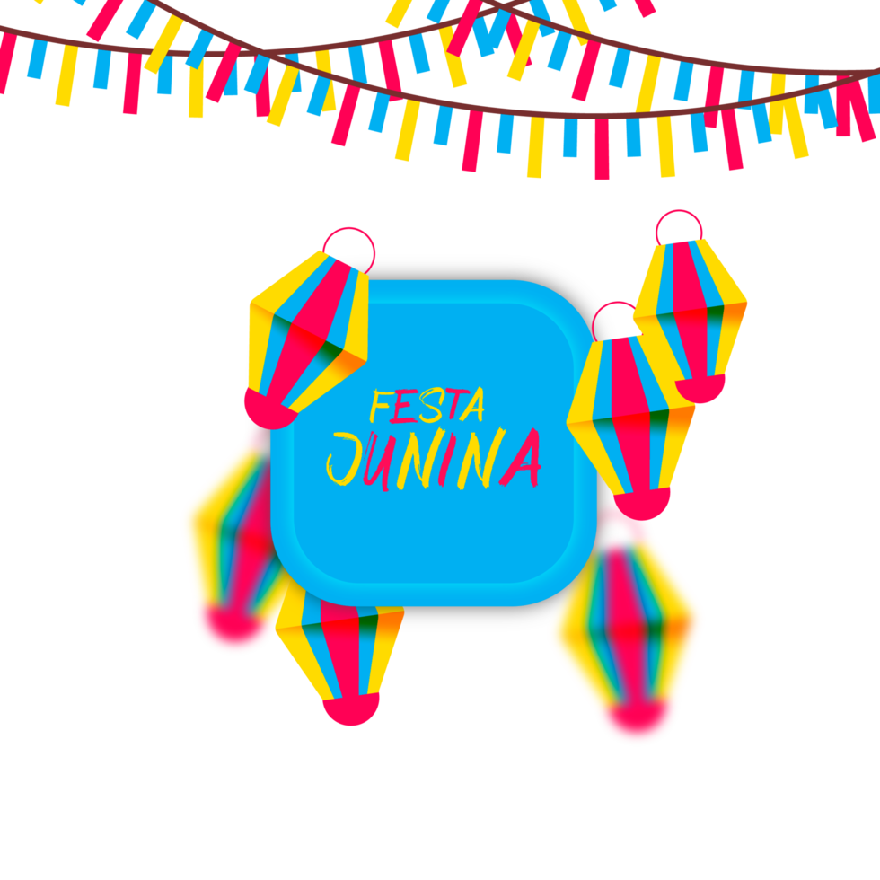 festa junina  with party flags, paper lantern png