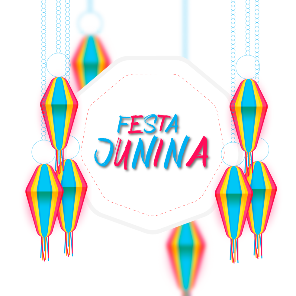 festa junina med fest flaggor, papper lykta png