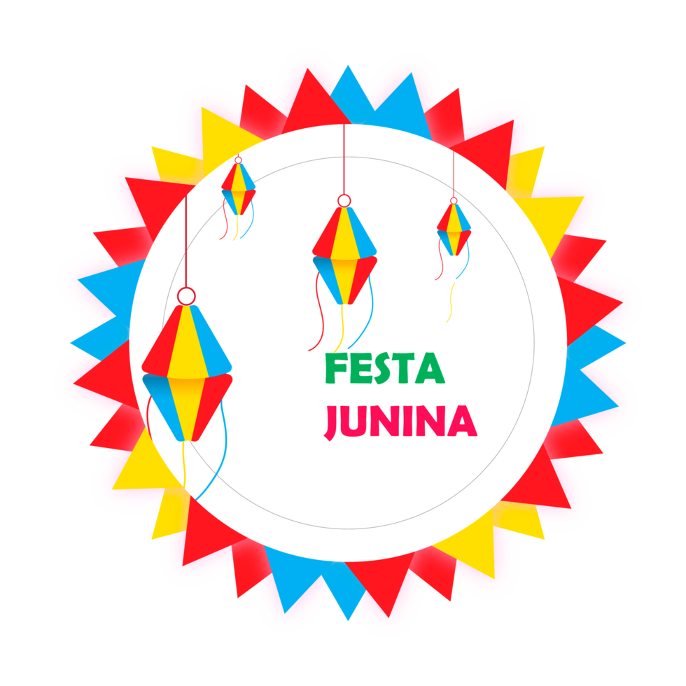 festa junina  with party flags, paper lantern png