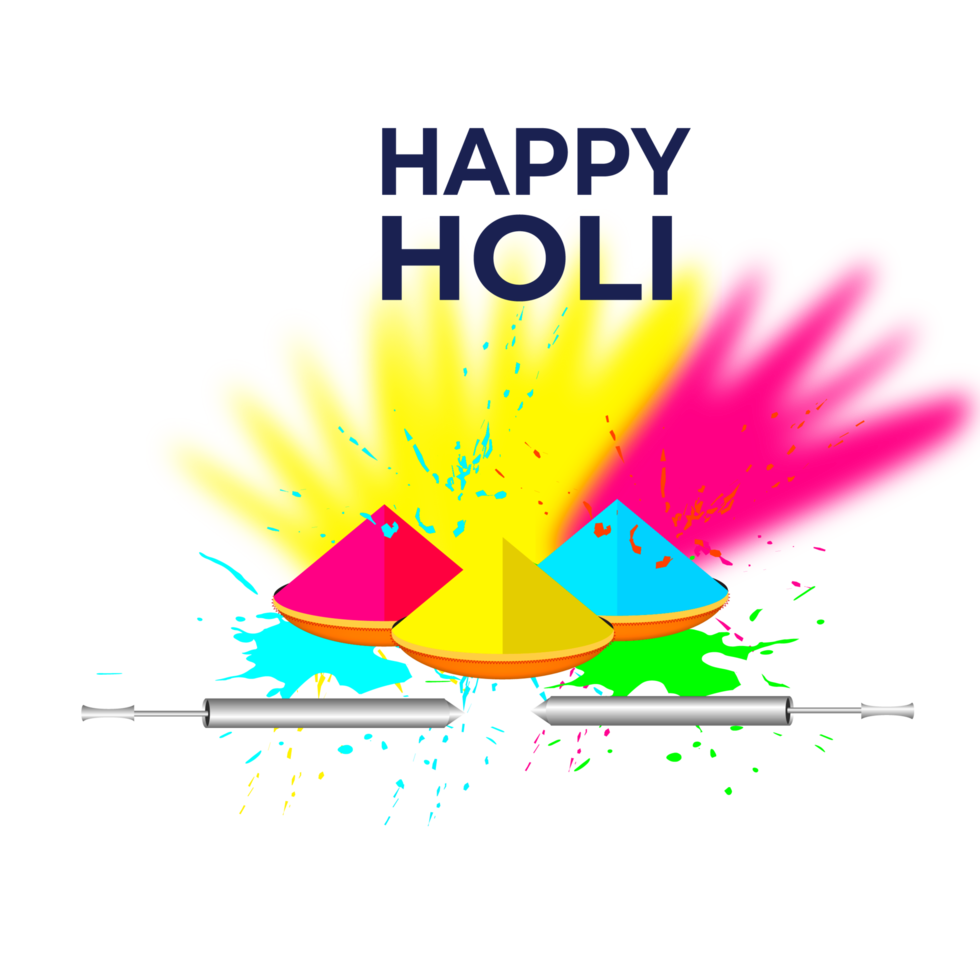 Happy holi festival design with splashing color png