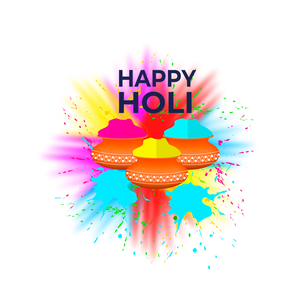 Happy holi festival design with splashing color png