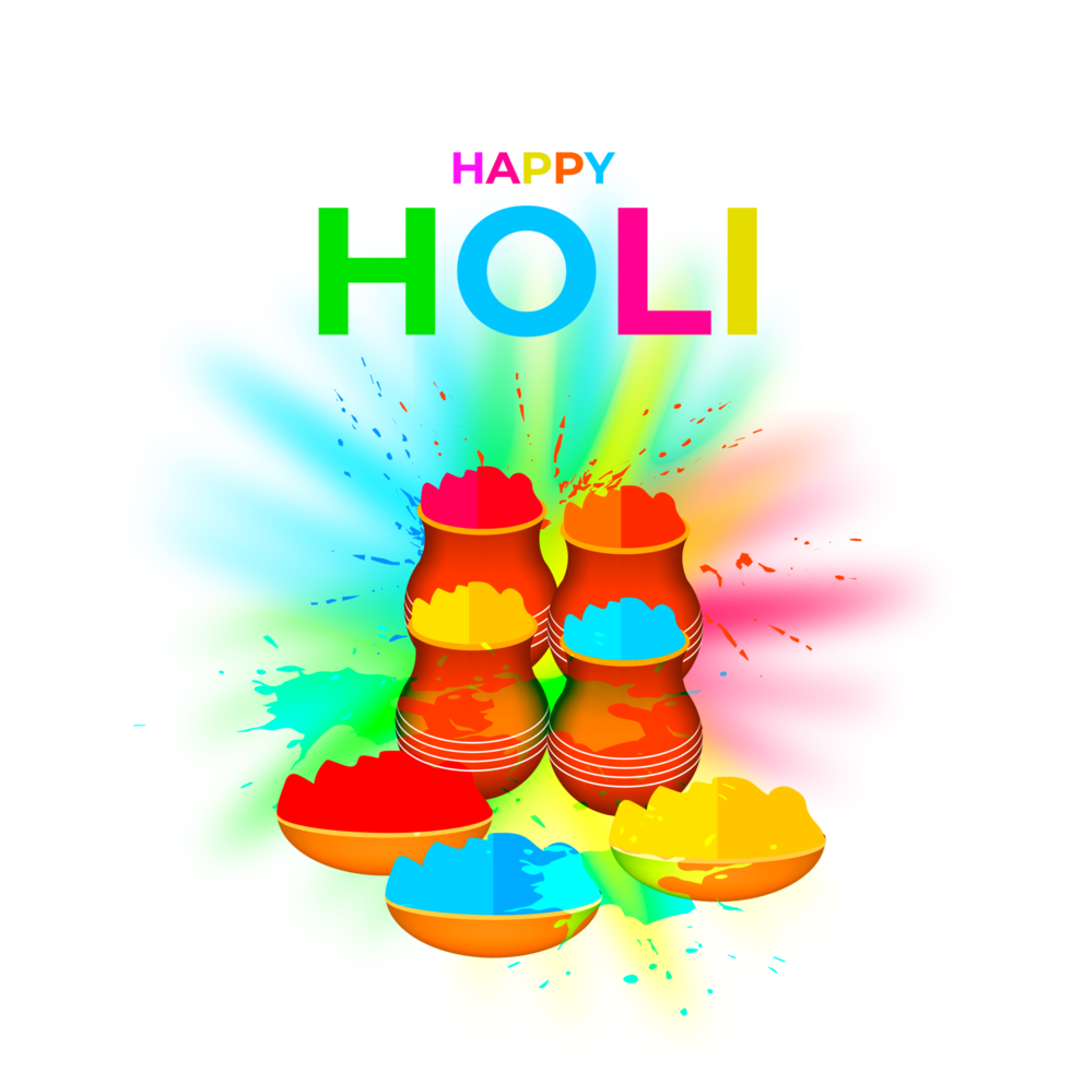 Happy holi festival design with splashing color png