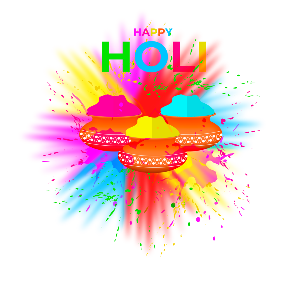 Happy holi festival design with splashing color png